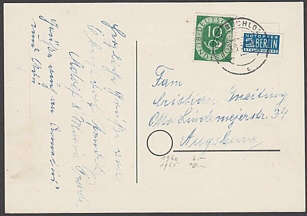 GERMANY 1952 Postcard : Ski-ing cancel - nice franking......................B332