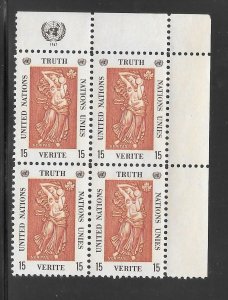 United Nations #174 MNH Margin Inscription Block of 4