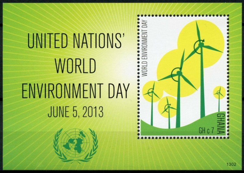 Ghana Stamps 2013 MNH United Nations World Environment Day Windmills 1v S/S