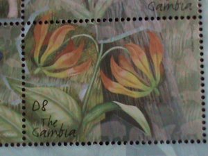 GAMBIA- COLORFUL BEAUTIFUL LOVELY BUTTERFLY-ENDANGER ANIMALS MNH SHEET  VF
