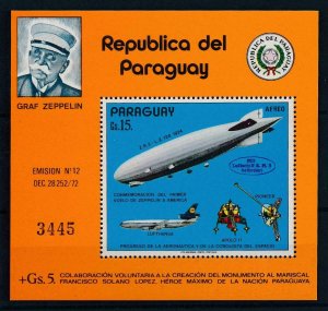 [105592] Paraguay 1975 Aviation Zeppelin lufthansa space Souvenir Sheet MNH