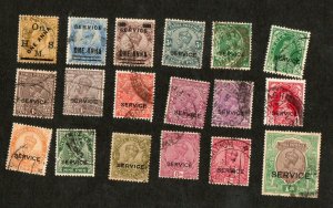 India 18 diff used Official stamps