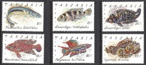 Tanzania #816-21 MNH part set, various fish, issued 1992