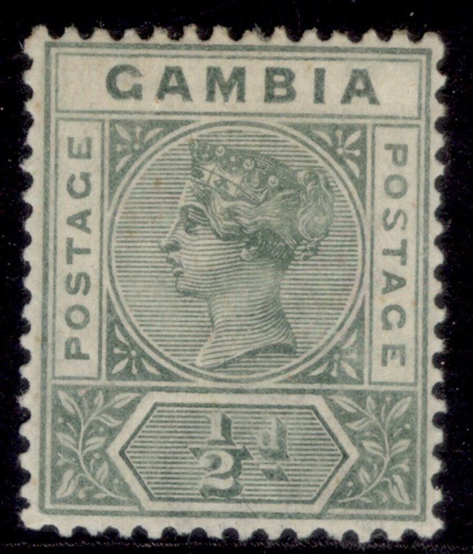 GAMBIA QV SG37b, ½d dull green, M MINT. Cat £600. REPAIRED S VARIETY