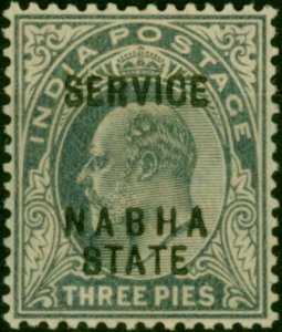 Nabha 1906 3p Pale Grey SG025a 'Opt Double One Albino' Fine MNH