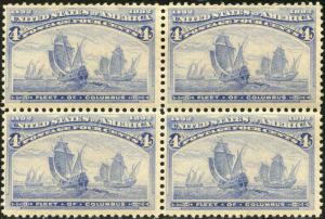 #233 VF OG NH BLOCK WITH MINOR OFFSET ON GUM CV $720.00 BP3466