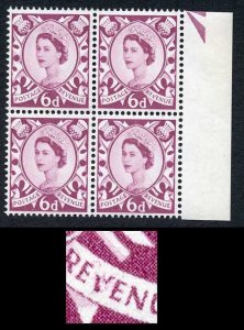 Scotland XS16a 6d Purple Crowns Wmk Cream Paper with Broken V Of Revenue