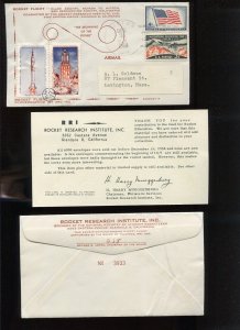 RRI ROCKET # 4 FLOWN COVER DEC 31 1958 NEVADA TO NIPTON CALIFORNIA (HR1112)