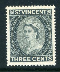 ST.VINCENT;  1955 early QEII issue fine Mint hinged value 3c.