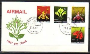 Papua New Guinea, Scott cat. 287-290. Orchids issue. First day cover.