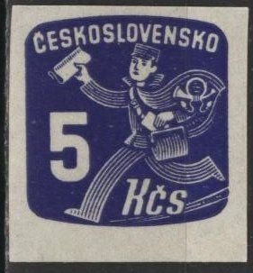 Czechoslovakia P27 (mnh) 5h newspaper boy, dull blue (1945)