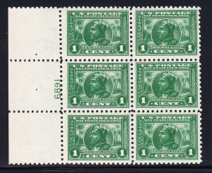 US #401 Plate block of 6, VF/XF OG 5 stamps NH!