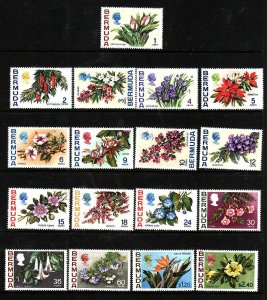 Bermuda-Sc#255-71- id7-unused NH QEII definitive set-Flowers-1970-