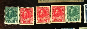 CANADA #104 (2) 105 (3) MINT FVF NO GUM Cat $100