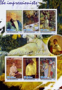 AFGHANISTAN 2001 Toulouse Lautrec Paintings Sheet Perforated mnh.vf