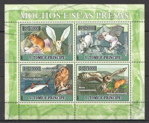 O0061 2007 Sao Tome & Principe Owls Fauna Animals & Birds 1Kb Mnh