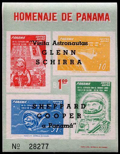 HERRICKSTAMP PANAMA Sc.# C290D 1963 Space Ovpt. Imperf S/S Scott $50.00