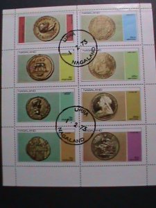 ​NAGALAND- 1973 WORLD FAMOUS ANTIQUE GOLD COINS CTO- SHEET VERY FINE