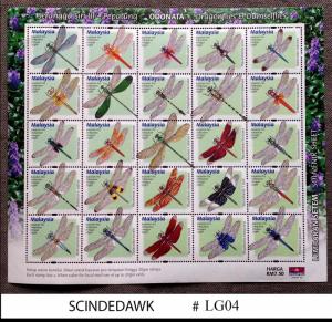 MALAYSIA - 2000 DRAGONFLIES / DRAGONFLY INSECTS  25V MIN. SHEET  - MINT NH