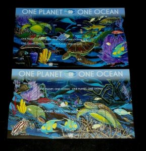 U.N. 2010, NEW YORK #1003-1004, 1 PLANET 1 OCEAN, SHEETS/4, MNH, NICE! LQQK!