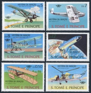 St Thomas & Prince 528-533, MNH. Michel 592-597. History of Aviation, 1979.