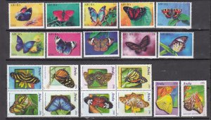 J43646 JL Stamps 2 dif butterflies aruba sets mnh #373a-j, 385-94