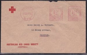 AUSTRALIA 1950 Red Cross Society cover - 2 impression 1½d red meter - .....A8351