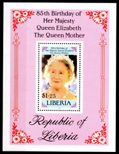 Liberia 1995 Sc#1040 QUEEN MOTHER 85th.BIRTHDAY Souvenir Sheet Perforated MNH