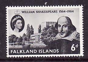 Falkland Is.-Sc#149- id9-unused hinged set-Omnibus-Shakespeare-QEII-1964-