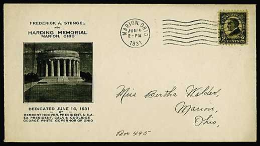 Harding Memorial dedication cover 6-16-31