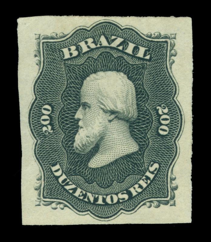 BRAZIL 1877  Dom Pedro  200r black Sc# 66  mint MH  VF 