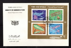 Yemen #C91A-B (1982 Aviation History) VF set of souvenir sheets on 2 FDC