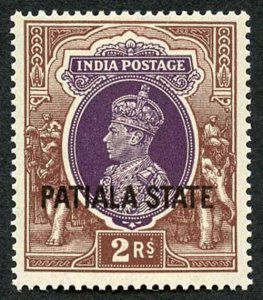 I.C.S. PATIALA SG93 1937-38 2r purple and brown PATIALA STATE U/M