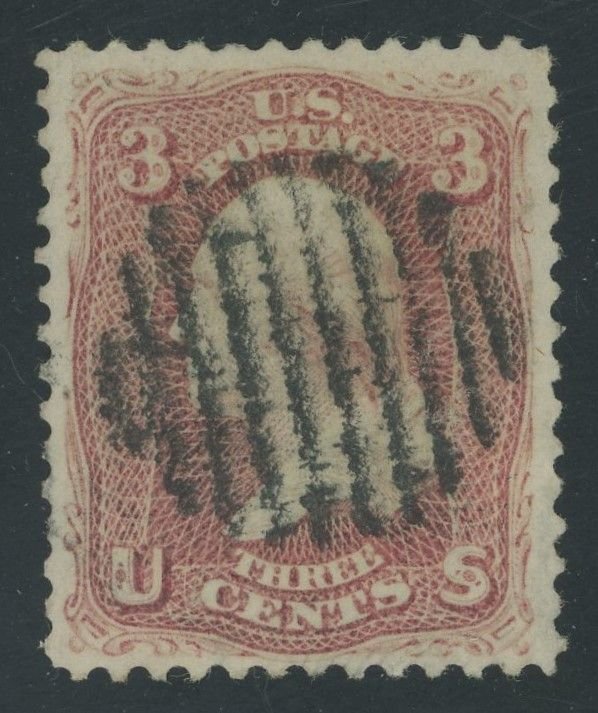 USA 65var - 3 cent dull brown red? - XF Used with Sock on the Nose fancy cxl