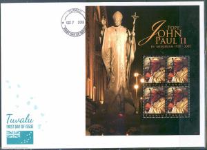 TUVALU  5th MEMORIAL ANNIVERSARY POPE JOHN PAUL II  SHEET II FIRST DAY COVER