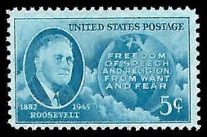 PCBstamps   US # 933 5c FDR & Globe, MNH, (39)