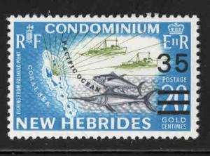 New Hebrides (British) Scott 141 MH* surcharged fish stamp