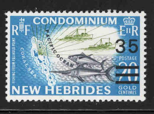 New Hebrides (British) Scott 141 MH* surcharged fish stamp