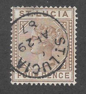 St. Lucia Scott #33 Used 4p Queen Victoria SON Cancel 2017 SCV = $3.00