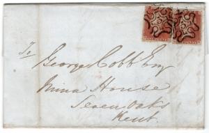 (I.B) QV Postal : Entire 2d (London to Sevenoaks) Maltese Cross No.5 (two)