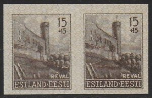 Estonia 1941 Occupation Reval / Tallinn 15k + 15k Brown IMPERF PAIR #NB1 F/VF-NH-