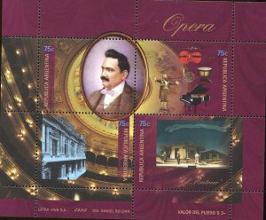 Enrico Caruso Opera Theatre Commemorative Souvenir Stamp Sheet 2058 Argentina E3