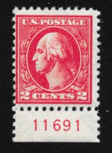 528A MNH, 2c. Washington,  Plate # Single,  scv: $120,  FREE INSURED SHIPPING