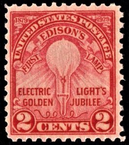 US 655 MNH VF 2 Cent Edison's First Lamp