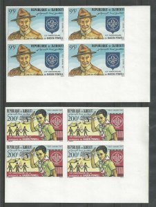 1982 Djibouti Boy Scouts 75th anniversary corner blocks IMPERF