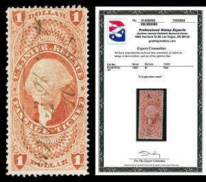 Scott R74c 1862 $1.00 Passage Ticket Used Fine Cat $350 with PSE CERT