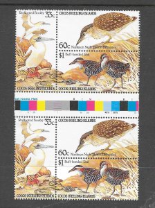 BIRDS - COCOS ISLANDS #134a GUTTER PAIR MNH