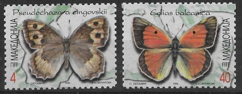 Macedonia #84-85  Butterflies  1996  MNH