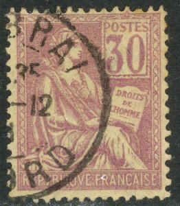 FRANCE 1900-29 30c Violet MOUCHON Type Sc 120 VFU