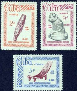 Cuba Sc# 791-793  ANTHROPOLOGY MUSEUM relics   1963  MNH